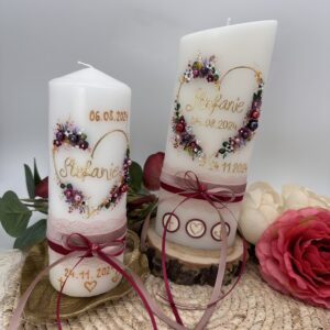 Taufkerze "Flowerheart" brombeer & lila – Bild 5