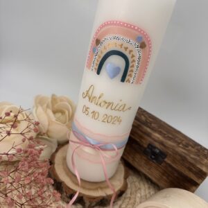 Taufkerze "Rainbow" rosa & blau – Bild 4