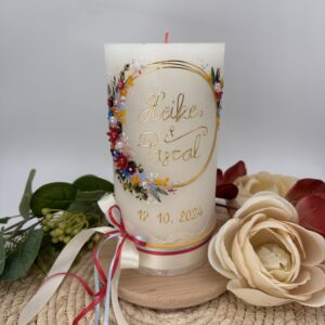 Hochzeitskerze "Flowerloop" buntverliebt