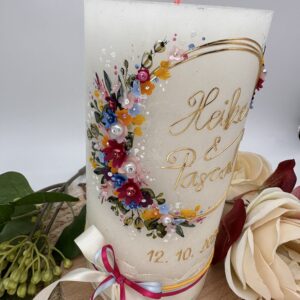 Hochzeitskerze "Flowerloop" buntverliebt – Bild 4