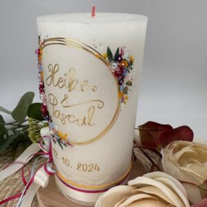 Hochzeitskerze "Flowerloop" buntverliebt – Bild 3