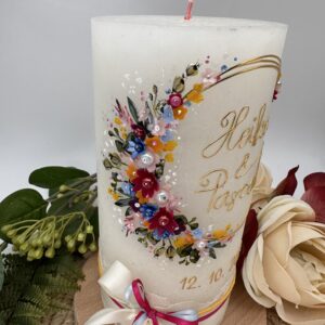 Hochzeitskerze "Flowerloop" buntverliebt – Bild 2