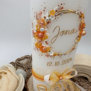 Taufkerze "Flowerloop" gelb & orange – Bild 4
