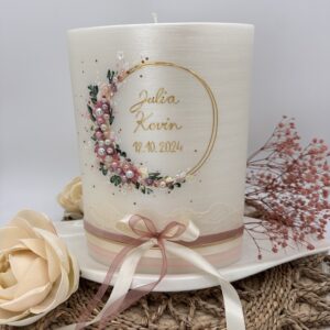 Hochzeitskerze "Flowerloop" Dusty Rose