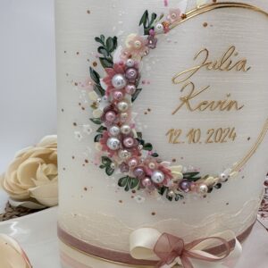 Hochzeitskerze "Flowerloop" Dusty Rose – Bild 4