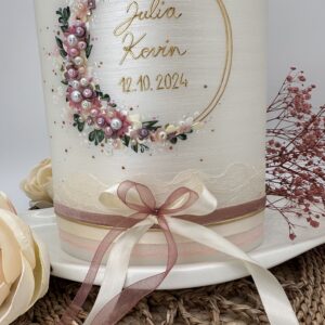 Hochzeitskerze "Flowerloop" Dusty Rose – Bild 3