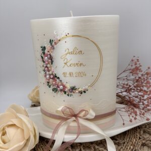 Hochzeitskerze "Flowerloop" Dusty Rose – Bild 5