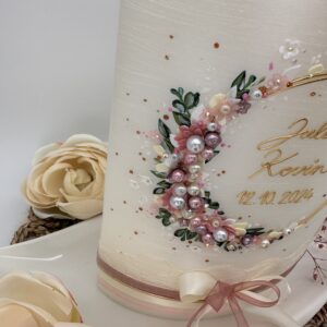 Hochzeitskerze "Flowerloop" Dusty Rose – Bild 2
