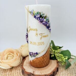 Hochzeitskerze "Symmetry Blütentraum" lavender