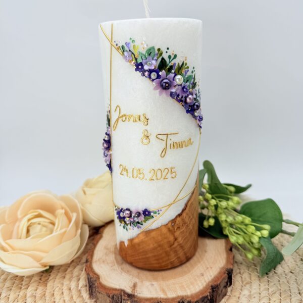 Hochzeitskerze "Symmetry Blütentraum" lavender