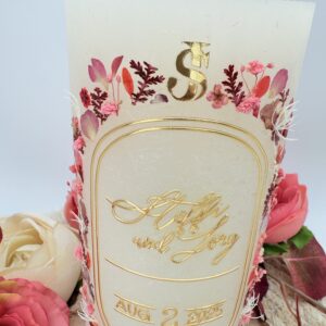 Hochzeitskerze "Wildflower Chic" rosa & rot – Bild 6