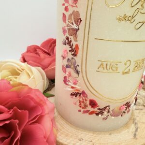 Hochzeitskerze "Wildflower Chic" rosa & rot – Bild 5