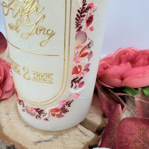 Hochzeitskerze "Wildflower Chic" rosa & rot – Bild 4
