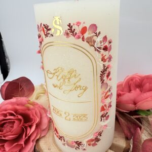 Hochzeitskerze "Wildflower Chic" rosa & rot – Bild 3
