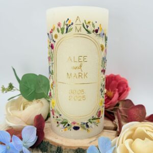 Hochzeitskerze "Wildflower Chic" wiesenbunt