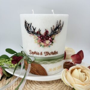 Hochzeitskerze "Wilde Romantik" Moosgrün
