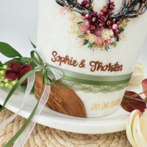 Hochzeitskerze "Wilde Romantik" Moosgrün – Bild 2