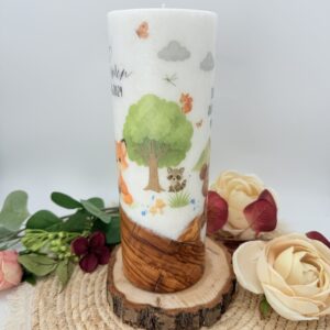 Holzkerze 25 cm "Tiere des Waldes" – Bild 2
