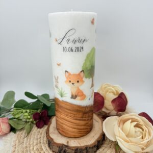 Holzkerze 25 cm "Tiere des Waldes"
