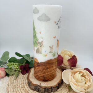 Holzkerze 25 cm "Tiere des Waldes" – Bild 3