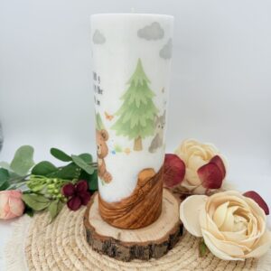 Holzkerze 25 cm "Tiere des Waldes" – Bild 4