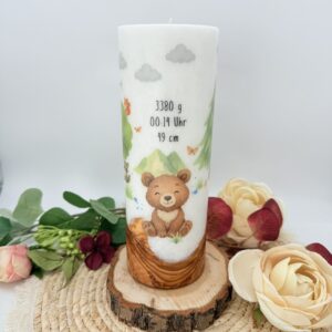 Holzkerze 25 cm "Tiere des Waldes" – Bild 5
