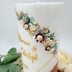 Hochzeitskerze "Symmetry Blütentraum" cremonce – Bild 5