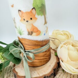 Holzkerze 25 cm "Tiere des Waldes" mit Veredelung – Bild 3