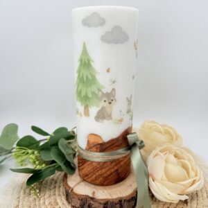 Holzkerze 25 cm "Tiere des Waldes" mit Veredelung – Bild 4