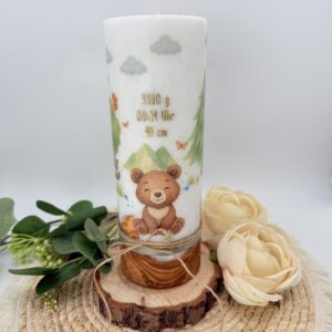 Holzkerze 25 cm "Tiere des Waldes" mit Veredelung – Bild 5