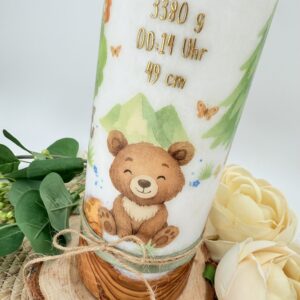 Holzkerze 25 cm "Tiere des Waldes" mit Veredelung – Bild 6