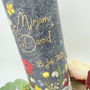 Hochzeitskerze "Trockenblumen" Mohnblumenzauber – Bild 7