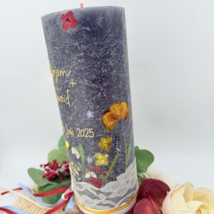 Hochzeitskerze "Trockenblumen" Mohnblumenzauber – Bild 3