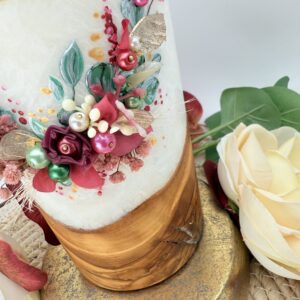 Hochzeitskerze "Blättertraum" raspberry & eucalyptus – Bild 5