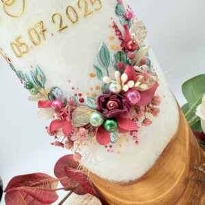 Hochzeitskerze "Blättertraum" raspberry & eucalyptus – Bild 2
