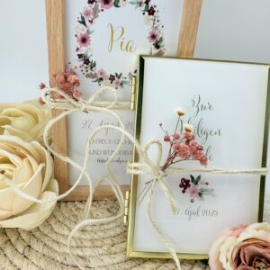 Taufkerze "Blütenkranz" zartrosa & olive – Bild 8