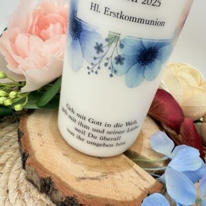 Taufkerze "Dusty Flowerframe" blau & rosa – Bild 5