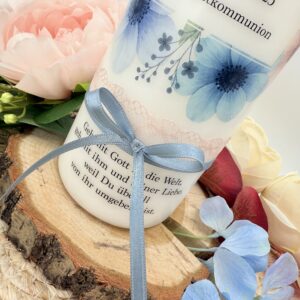 Taufkerze "Dusty Flowers" blau & rosa – Bild 4