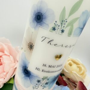 Taufkerze "Dusty Flowerframe" blau & rosa – Bild 10