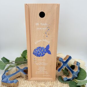 Kerzenverpackung "Holzbox Fisch" blau