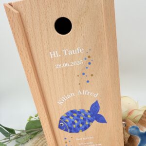 Taufkerze "Fisch" blau & gold – Bild 6