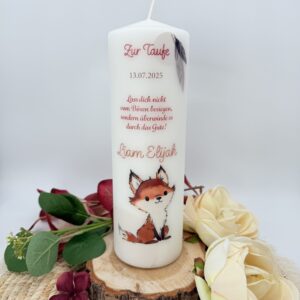 Taufkerze "Fuchs" natur & rost