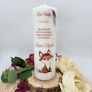 Taufkerze "Fuchs" natur & rost – Bild 4