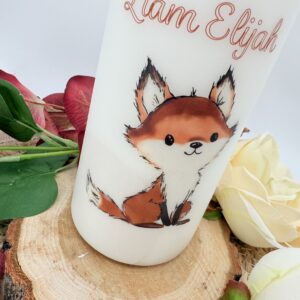 Taufkerze "Fuchs" natur & rost – Bild 3