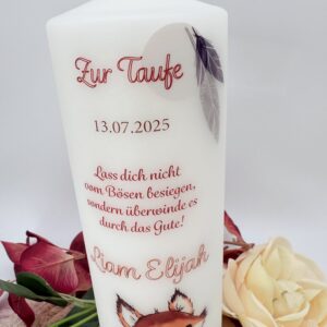 Taufkerze "Fuchs" natur & rost – Bild 2