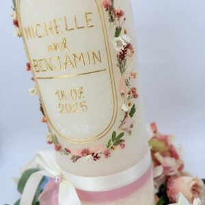 Hochzeitskerze "Wildflower Chic" rosa & creme – Bild 2