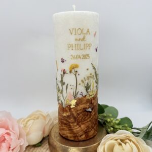 Hochzeitskerze "Wiesenblumen" buntverliebt