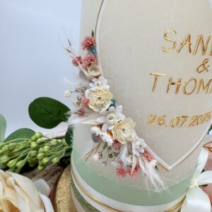 Hochzeitskerze "Herzgeflüster" creme & rosa – Bild 3