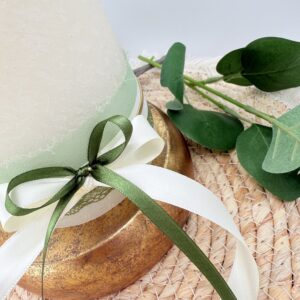 Hochzeitskerze "Herzgeflüster" creme & grün – Bild 4