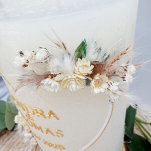 Hochzeitskerze "Herzgeflüster" creme & grün – Bild 3